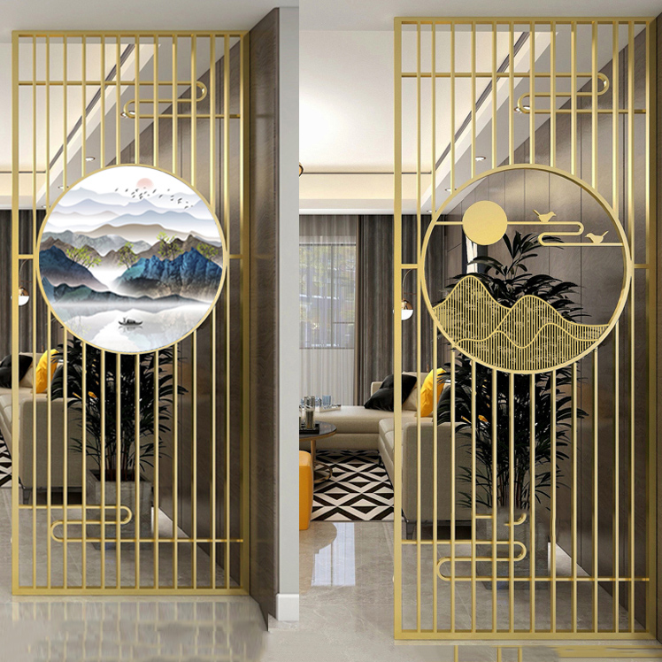 輕奢不銹鋼屏風(fēng)長虹玻璃隔斷入戶玄關(guān)客廳酒店遮擋畫現(xiàn)代簡(jiǎn)約裝飾_副本